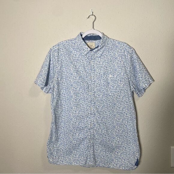 Hope & Henry Blue Floral Linen Blend Casual Button Up Shirt Boys Size Large - Picture 15 of 15